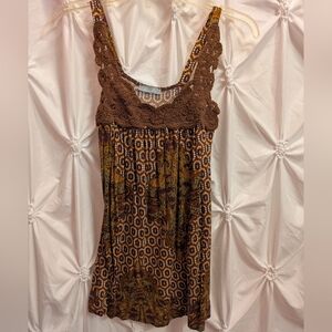 Delia's Brown Top With Crochet Front Neck - Size XS